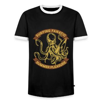Surfen - Männer Kontrast-T-Shirt - Schwarz/Weiß - Vorne - AI Model Female 172 light (172cm) & AI Model Male 178 light (178cm)
