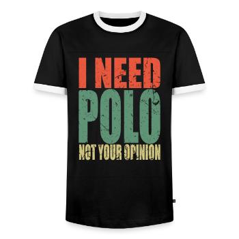 Polo Spruch lustig - Männer Kontrast-T-Shirt - Schwarz/Weiß - Vorne - AI Model Female 172 light (172cm) & AI Model Male 178 light (178cm)