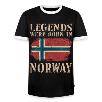 Vintage Design Drapeau norvégien Norvège - T-shirt contrasté Homme - noir/blanc - Devant - AI Model Female 172 light (172cm) & AI Model Male 178 light (178cm)