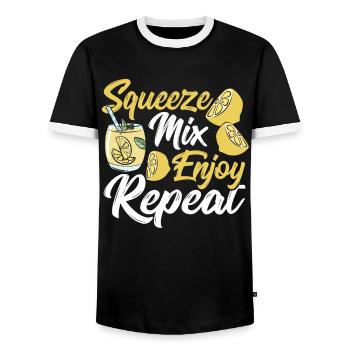 Squeeze Mix Profitez de Répéter Lemonde Stand Boss - T-shirt contrasté Homme - noir/blanc - Devant - AI Model Female 172 light (172cm) & AI Model Male 178 light (178cm)