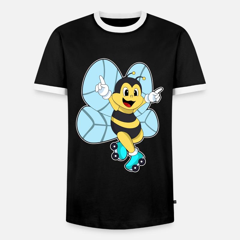 Bee with roller skates - Men's Ringer Shirt - black/white