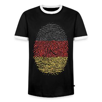 German Germany German fingerprint flag - Men's Ringer Shirt - black/white - Front - AI Model Female 172 light (172cm) & AI Model Male 178 light (178cm)