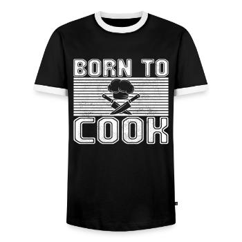 Cook - Men's Ringer Shirt - black/white - Front - AI Model Female 172 light (172cm) & AI Model Male 178 light (178cm)