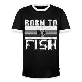 Pêche - T-shirt contrasté Homme - noir/blanc - Devant - AI Model Female 172 light (172cm) & AI Model Male 178 light (178cm)