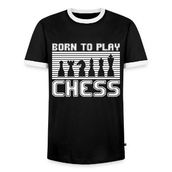 Échecs - T-shirt contrasté Homme - noir/blanc - Devant - AI Model Female 172 light (172cm) & AI Model Male 178 light (178cm)