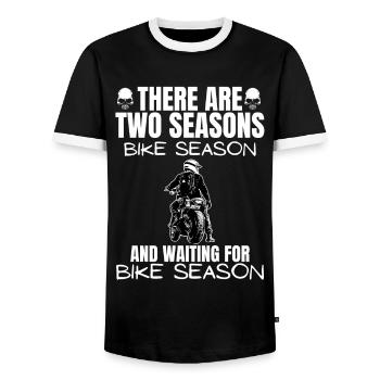 Moto Lifestyle / Moto / Motos motard - T-shirt contrasté Homme - noir/blanc - Devant - AI Model Female 172 light (172cm) & AI Model Male 178 light (178cm)