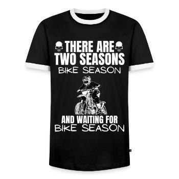 Motorcycle Lifestyle / Motorcycle / Motorcycles biker - Men's Ringer Shirt - black/white - Front - AI Model Female 172 light (172cm) & AI Model Male 178 light (178cm)