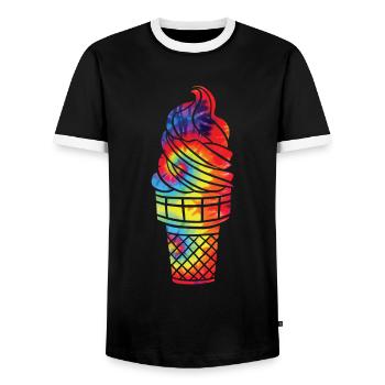 Ice Cream Tie Dye Cone Sundae - Männer Kontrast-T-Shirt - Schwarz/Weiß - Vorne - AI Model Female 172 light (172cm) & AI Model Male 178 light (178cm)