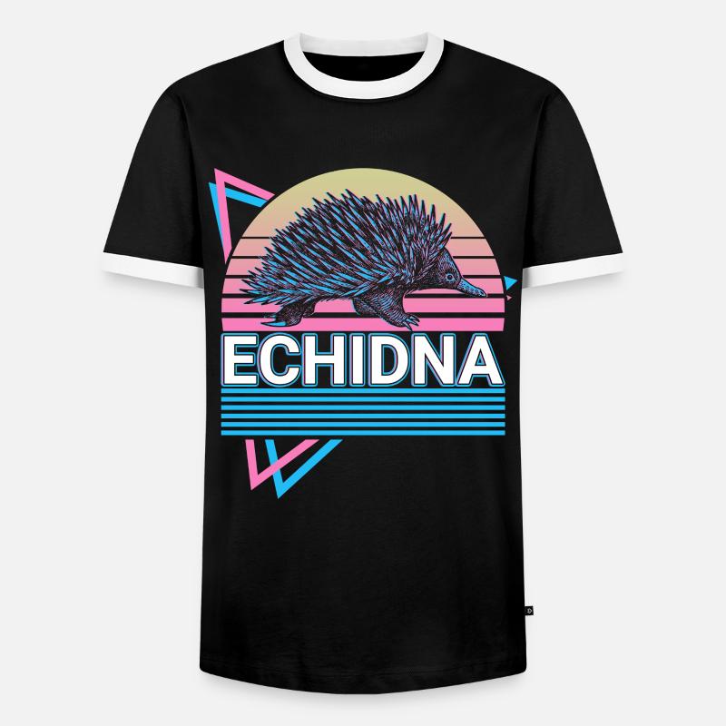 Echidna Retro - Männer Kontrast-T-Shirt - Schwarz/Weiß