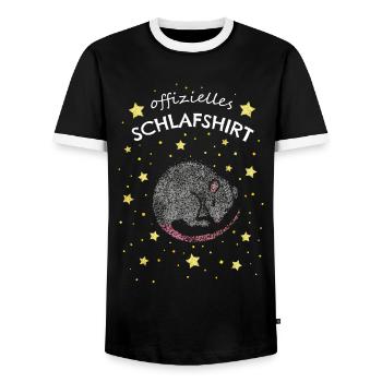 Offizielles Schlafshirt Mäuse Nagetier Hausmaus - Männer Kontrast-T-Shirt - Schwarz/Weiß - Vorne - AI Model Female 172 light (172cm) & AI Model Male 178 light (178cm)
