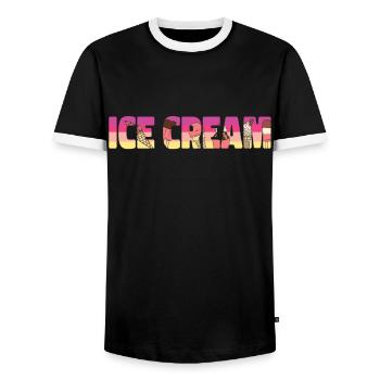 Crème glacée Retro Vintage Cone - T-shirt contrasté Homme - noir/blanc - Devant - AI Model Female 172 light (172cm) & AI Model Male 178 light (178cm)