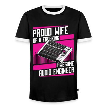 Tontechniker Sound Audio Engineer - Men's Ringer Shirt - black/white - Front - AI Model Female 172 light (172cm) & AI Model Male 178 light (178cm)