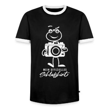 Photography Mein offizieller Schlaf-Shirt- - Männer Kontrast-T-Shirt - Schwarz/Weiß - Vorne - AI Model Female 172 light (172cm) & AI Model Male 178 light (178cm)