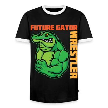 Crocodile Alligator Wrestling Reptile Cadeau - T-shirt contrasté Homme - noir/blanc - Devant - AI Model Female 172 light (172cm) & AI Model Male 178 light (178cm)