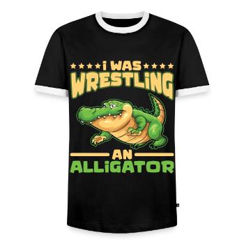 Crocodile Alligator Wrestling Reptile Cadeau - T-shirt contrasté Homme - noir/blanc - Devant - AI Model Female 172 light (172cm) & AI Model Male 178 light (178cm)