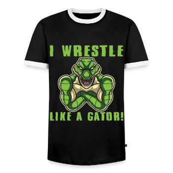 Crocodile Alligator Wrestling Reptile Cadeau - T-shirt contrasté Homme - noir/blanc - Devant - AI Model Female 172 light (172cm) & AI Model Male 178 light (178cm)