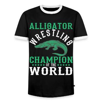 Crocodile Alligator Wrestling Reptile Cadeau - T-shirt contrasté Homme - noir/blanc - Devant - AI Model Female 172 light (172cm) & AI Model Male 178 light (178cm)