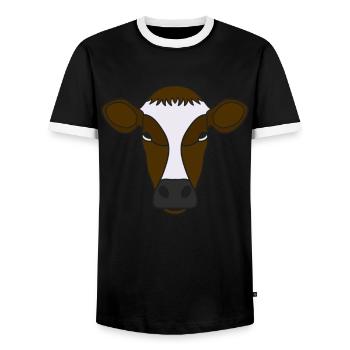 Landwirt Rind Tierkopf Motiv Aufdruck mit Stier - Männer Kontrast-T-Shirt - Schwarz/Weiß - Vorne - AI Model Female 172 light (172cm) & AI Model Male 178 light (178cm)