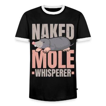 Naked Mole Whisperer Wildlife Animal Mole - Men's Ringer Shirt - black/white - Front - AI Model Female 172 light (172cm) & AI Model Male 178 light (178cm)