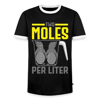 Deux moles par litre de connaissances sur les chuchoteurs de taupes - T-shirt contrasté Homme - noir/blanc - Devant - AI Model Female 172 light (172cm) & AI Model Male 178 light (178cm)