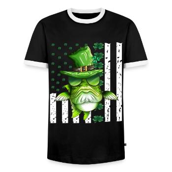 Vacances St Patrick Costume Déguisement Pêcheur - T-shirt contrasté Homme - noir/blanc - Devant - AI Model Female 172 light (172cm) & AI Model Male 178 light (178cm)
