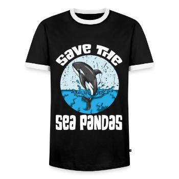 Orques Baleines Bleue Baleine à bosse Protection des baleines Protectrice - T-shirt contrasté Homme - noir/blanc - Devant - AI Model Female 172 light (172cm) & AI Model Male 178 light (178cm)