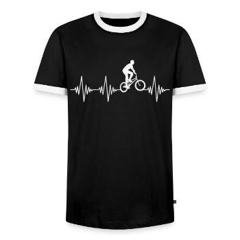 BMX Heartbeat - Men's Ringer Shirt - black/white - Front - AI Model Female 172 light (172cm) & AI Model Male 178 light (178cm)