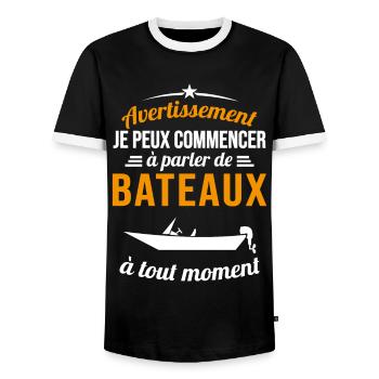 Parler De Bateaux À Tout Moment Cadeau Pêcheur - T-shirt contrasté Homme - noir/blanc - Devant - AI Model Female 172 light (172cm) & AI Model Male 178 light (178cm)