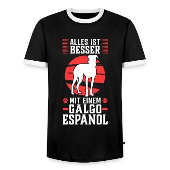 Alles ist besser mit einem Galgo Espanol - Männer Kontrast-T-Shirt - Schwarz/Weiß - Vorne - AI Model Female 172 light (172cm) & AI Model Male 178 light (178cm)
