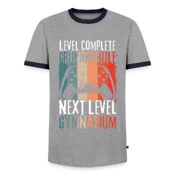 Level Complete Grundschule Einschulung Gymnasium - Männer Kontrast-T-Shirt - Grau/Navy  - Vorne - AI Model Female 172 light (172cm) & AI Model Male 178 light (178cm)