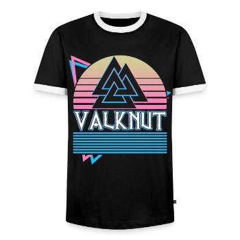 Valknut Symbol Nordic Symbol Nordic Symbol - Men's Ringer Shirt - black/white - Front - AI Model Female 172 light (172cm) & AI Model Male 178 light (178cm)