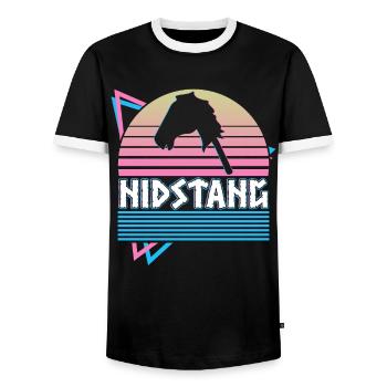 Nidstang Norse Mythology Germanic Pagan - Men's Ringer Shirt - black/white - Front - AI Model Female 172 light (172cm) & AI Model Male 178 light (178cm)