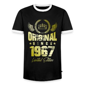 1967 limited edition - Männer Kontrast-T-Shirt - Schwarz/Weiß - Vorne - AI Model Female 172 light (172cm) & AI Model Male 178 light (178cm)
