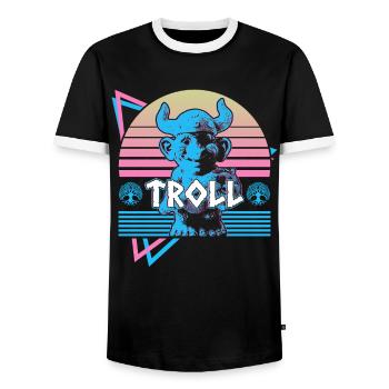 Troll Nordische Mythologie Nordischer Troll Nordis - Männer Kontrast-T-Shirt - Schwarz/Weiß - Vorne - AI Model Female 172 light (172cm) & AI Model Male 178 light (178cm)