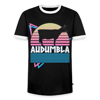 Audumbla Mythologie nordique Vache préhistorique Rétro - T-shirt contrasté Homme - noir/blanc - Devant - AI Model Female 172 light (172cm) & AI Model Male 178 light (178cm)