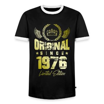 Édition limitée 1976 - T-shirt contrasté Homme - noir/blanc - Devant - AI Model Female 172 light (172cm) & AI Model Male 178 light (178cm)