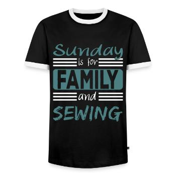 Sunday is for family and Sewing Spruch - Männer Kontrast-T-Shirt - Schwarz/Weiß - Vorne - AI Model Female 172 light (172cm) & AI Model Male 178 light (178cm)