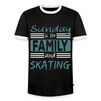 Sunday is for family and Skating Spruch - Männer Kontrast-T-Shirt - Schwarz/Weiß - Vorne - AI Model Female 172 light (172cm) & AI Model Male 178 light (178cm)