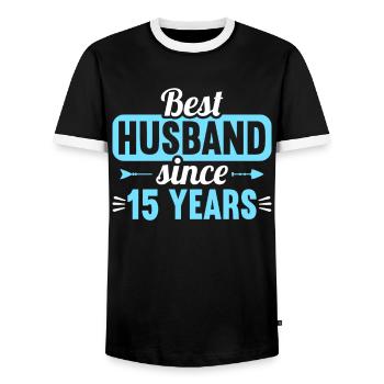Best Husband Since 15 Years 15th Wedding Day - Männer Kontrast-T-Shirt - Schwarz/Weiß - Vorne - AI Model Female 172 light (172cm) & AI Model Male 178 light (178cm)