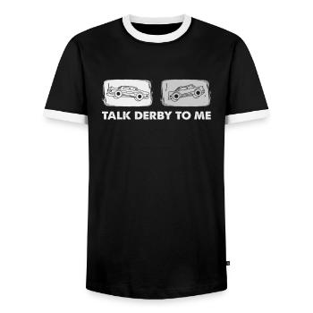 Talk Derby To Me - Demolition Derby - Men's Ringer Shirt - black/white - Front - AI Model Female 172 light (172cm) & AI Model Male 178 light (178cm)