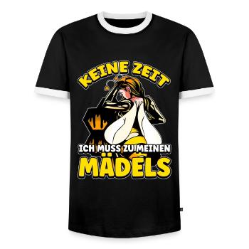 Keine Zeit Ich Muss Zu Meinen Mädels Bienen Imker - Männer Kontrast-T-Shirt - Schwarz/Weiß - Vorne - AI Model Female 172 light (172cm) & AI Model Male 178 light (178cm)
