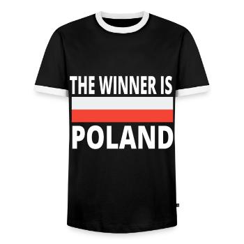 Poland T-shirt gift football summer - Men's Ringer Shirt - black/white - Front - AI Model Female 172 light (172cm) & AI Model Male 178 light (178cm)