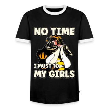 No time I have to go to my girls bee beekeeper - Men's Ringer Shirt - black/white - Front - AI Model Female 172 light (172cm) & AI Model Male 178 light (178cm)