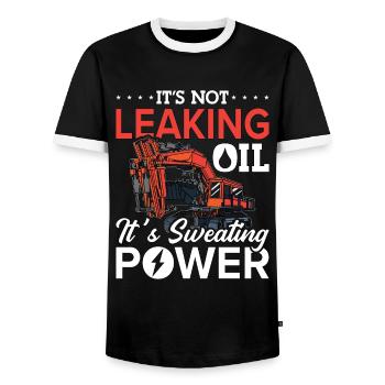 Excavator driver Excavator Construction worker Excavators Gift - Men's Ringer Shirt - black/white - Front - AI Model Female 172 light (172cm) & AI Model Male 178 light (178cm)