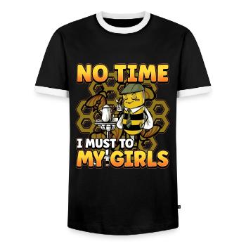 No time I have to go to my girls bee beekeeper - Men's Ringer Shirt - black/white - Front - AI Model Female 172 light (172cm) & AI Model Male 178 light (178cm)