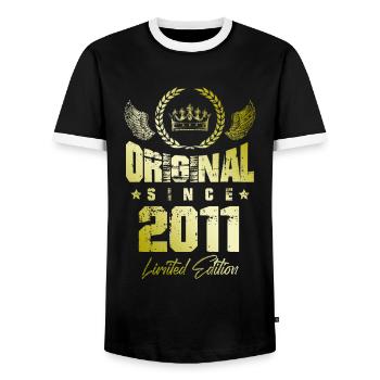 2011 limited edition - Männer Kontrast-T-Shirt - Schwarz/Weiß - Vorne - AI Model Female 172 light (172cm) & AI Model Male 178 light (178cm)