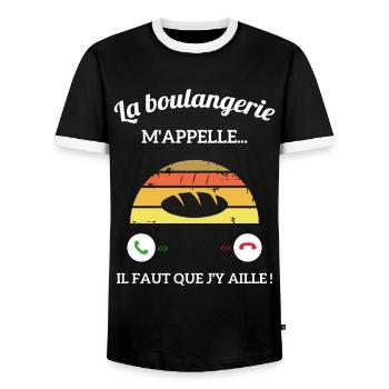 La Boulangerie m'appelle vintage Boulangère femme - T-shirt contrasté Homme - noir/blanc - Devant - AI Model Female 172 light (172cm) & AI Model Male 178 light (178cm)