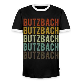 Butzbach Stadt Retro Vintage - Männer Kontrast-T-Shirt - Schwarz/Weiß - Vorne - AI Model Female 172 light (172cm) & AI Model Male 178 light (178cm)
