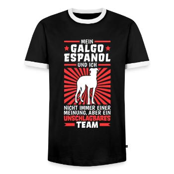 Galgo Espanol ist unschlagbar Spanien Windhund - Männer Kontrast-T-Shirt - Schwarz/Weiß - Vorne - AI Model Female 172 light (172cm) & AI Model Male 178 light (178cm)