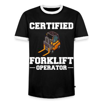 Conducteur de chariot élévateur Élévateur - T-shirt contrasté Homme - noir/blanc - Devant - AI Model Female 172 light (172cm) & AI Model Male 178 light (178cm)